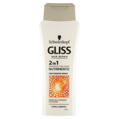Gliss Shampoo 2 In 1 Nutrimento Con Keratina 250 Ml