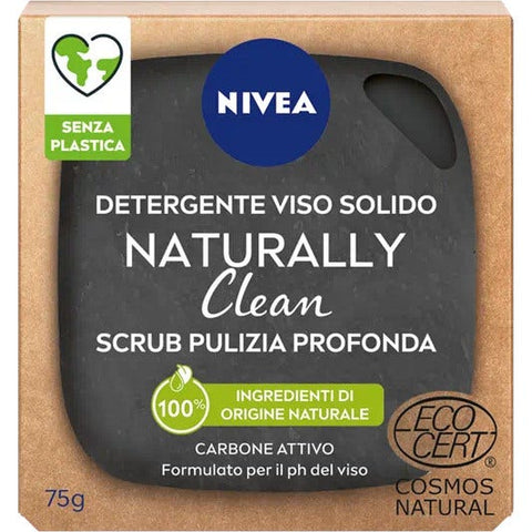 Nivea Detergente Viso Solido Naturally Clean Carbone Attivo 75 g