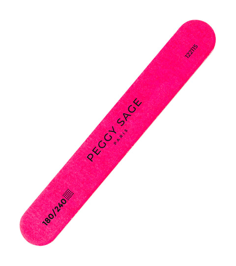 Peggy Sage Mini lima per unghie 2 facce neon rosa 180/240, packshot su fondo bianco