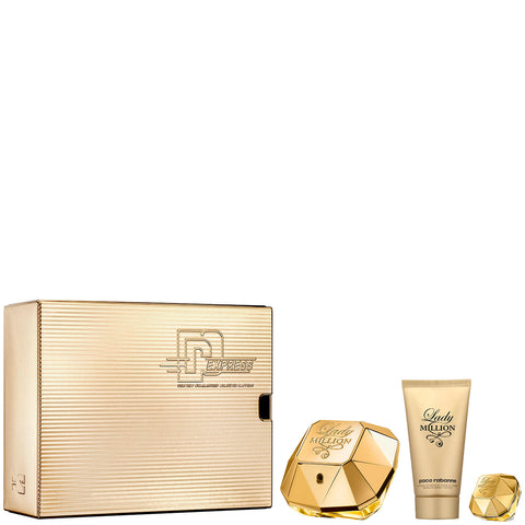 Cofanetto Paco Rabanne Lady Million con Eau de Parfum 50 ml, lozione corpo 75 ml e miniatura 5 ml