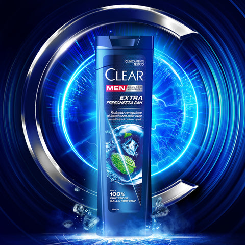 Confezione Clear Men Shampoo Antiforfora Extra Freschezza 24H 225 ml