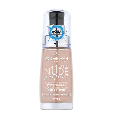 Deborah Milano Fondotinta 24Ore Nude Perfect tonalità 2,1 Vanilla flacone 30 ml