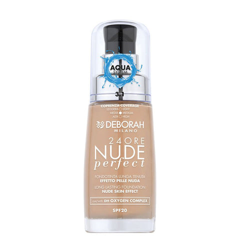 Deborah Milano Fondotinta 24Ore Nude Perfect tonalità 3,1 Light Gold flacone 30 ml
