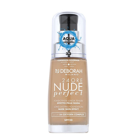 Deborah Milano Fondotinta 24Ore Nude Perfect tonalità 3,3 Gold flacone 30 ml