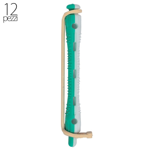Xanitalia bigodini per permanente forati lunghi bianco verde 6 mm confezione da 12 pezzi