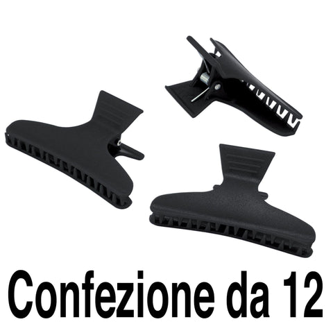 Xanitalia Pro pinze per capelli professionali in plastica nere confezione da 12 pezzi