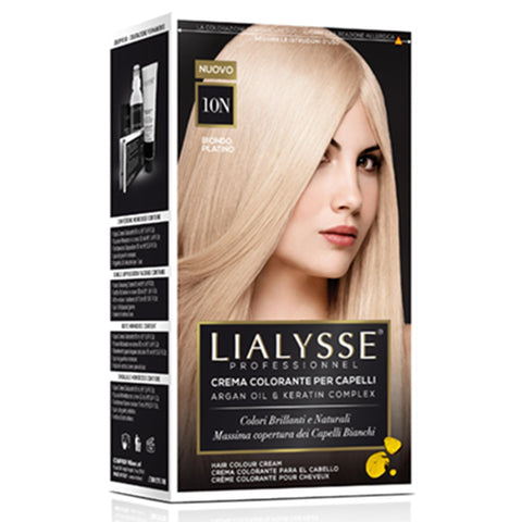 Lialysse Crema Colorante per Capelli con Olio di Argan e Cheratina tonalità 10N Biondo Platino