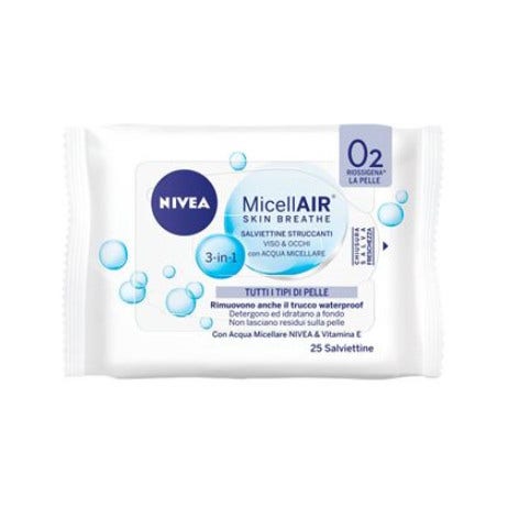 Nivea Micell Air Salviettine Struccanti Viso e Occhi 25 Pz