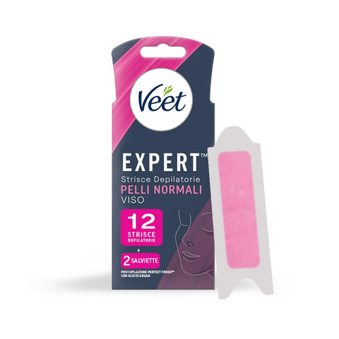 Veet Strisce Depilatorie Viso Expert Pelli Normali 12 Pz