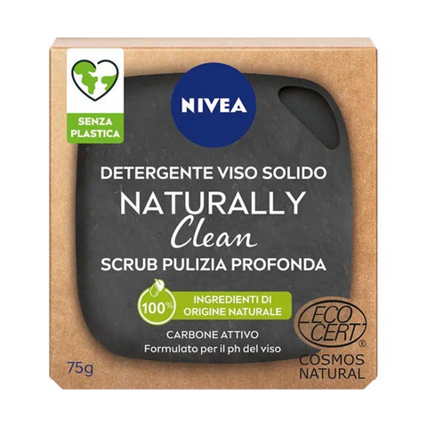 Nivea Detergente Viso Solido Naturally Clean Carbone Attivo 75 g