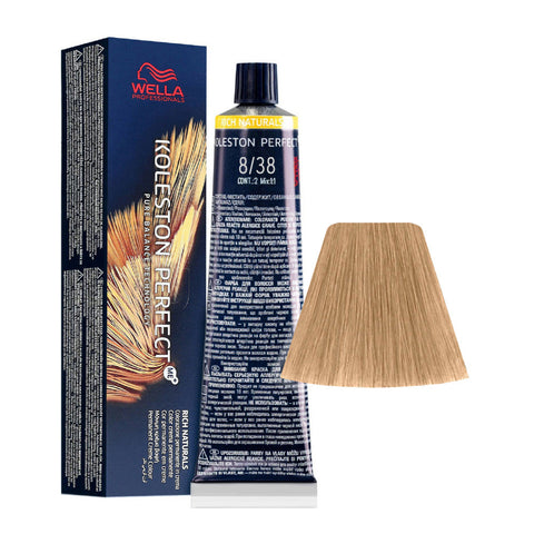Tubo di colorazione Wella Koleston Perfect ME+ 8/38 Biondo Chiaro Dorato Perla 60 ml
