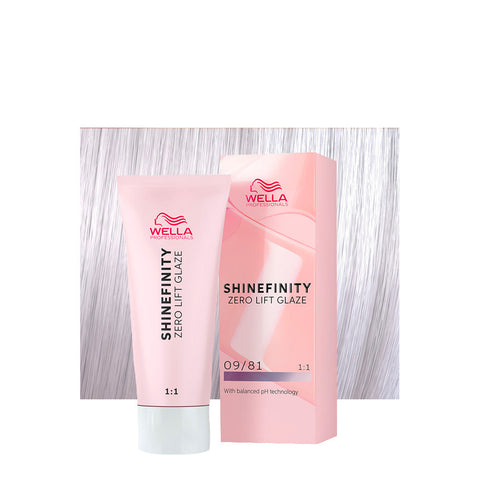 Wella Professionals Shinefinity Zero Lift Glaze 09/81 Platinum Opal Biondo Chiarissimo Perla Cenere 60 ml, flacone colore demi-permanente