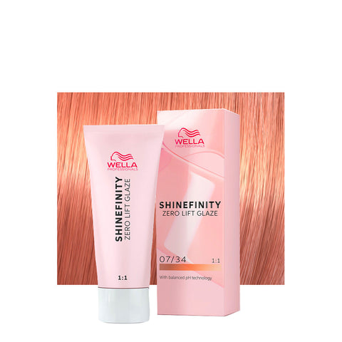 Wella Professionals Shinefinity Zero Lift Glaze 07/34 Paprika Spice Biondo Medio Dorato Rame 60 ml, flacone colore demi-permanente