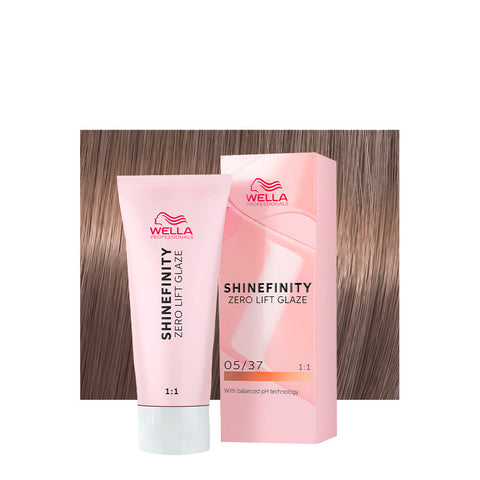 Wella Professionals Shinefinity Zero Lift Glaze 05/37 Caramel Espresso Castano Chiaro Dorato Sabbia 60 ml, flacone colore demi-permanente