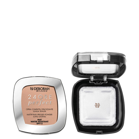 Deborah Milano Cipria compatta 24Ore Perfect SPF15 tonalità 04 Beige, confezione