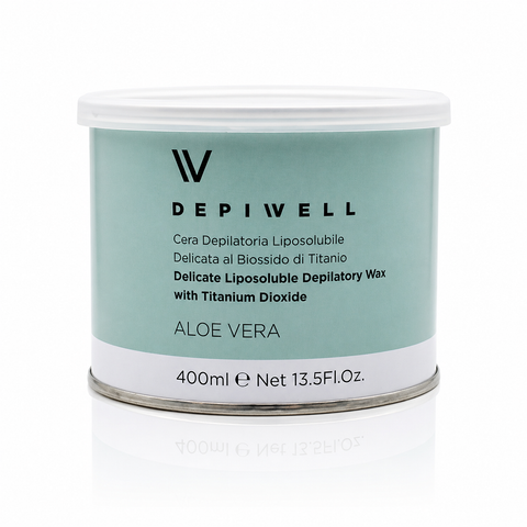 Depiwell Cera Depilatoria Aloe Vera 400 ml – Confezione 12 Pezzi – vaso singolo incluso nella confezione
