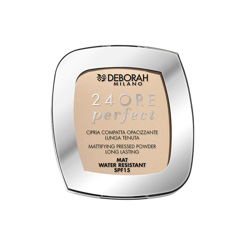 Deborah Milano Cipria compatta 24Ore Perfect SPF15 tonalità 01 Light Beige, confezione
