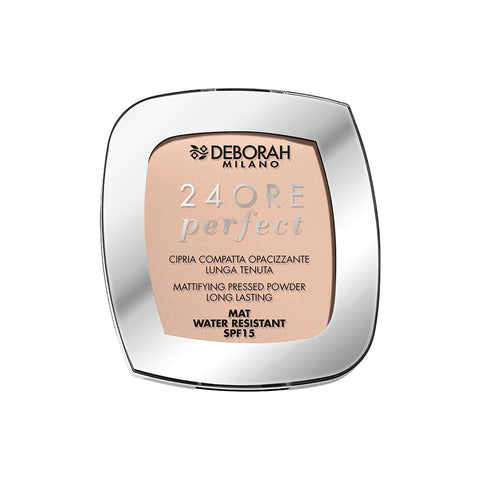 Deborah Milano Cipria compatta 24Ore Perfect SPF15 tonalità 02 Light Rose, confezione