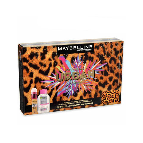 Cofanetto Maybelline Urban Jungle con correttore Il Cancella Età 02 Nude, Acqua Micellare Garnier 100 ml e pochette leopardata