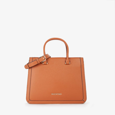 Borsa shopping Valentino Bags Ivy VBS8NR04 color cuoio con logo lettering in metallo