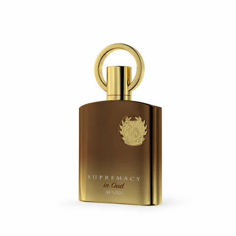 Afnan Supremacy In Oud Extrait De Parfum 100 Ml - vista di tre quarti su fondo bianco