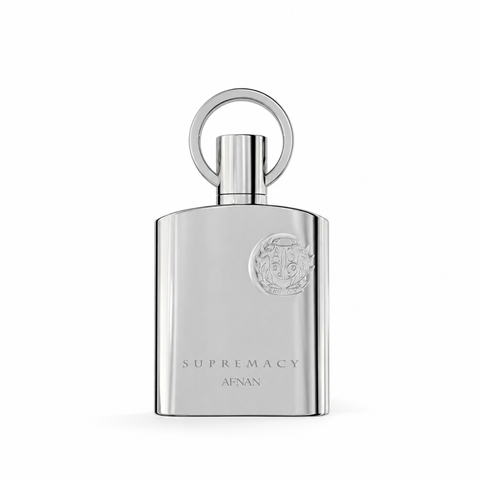 Afnan Supremacy Silver Eau de Parfum 100 ml - flacone frontale su fondo bianco