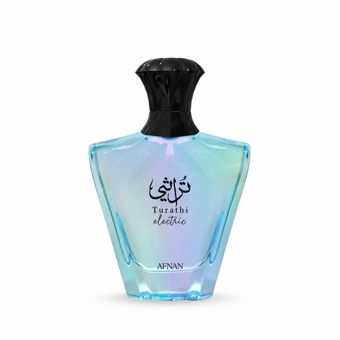 Afnan Turathi Electric Eau De Parfum 90 Ml - flacone frontale su fondo bianco