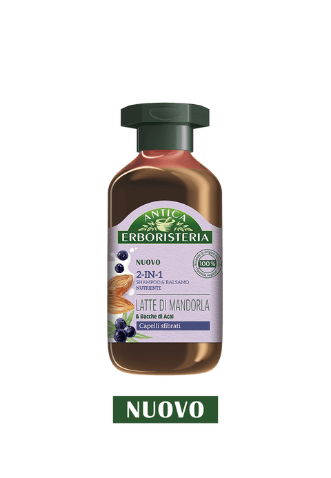 Flacone Antica Erboristeria Shampoo e Balsamo 2in1 Nutriente Latte di Mandorla e Bacche di Açai
