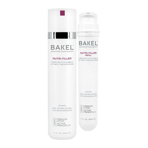BAKEL Nutri-Filler, confezione Case & Refill, 50 ml, crema nutriente anti-età, su fondo bianco