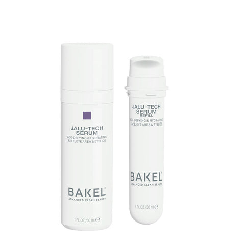 BAKEL Jalu-Tech, confezione Case & Refill, 30 ml, siero all’acido ialuronico, su fondo bianco