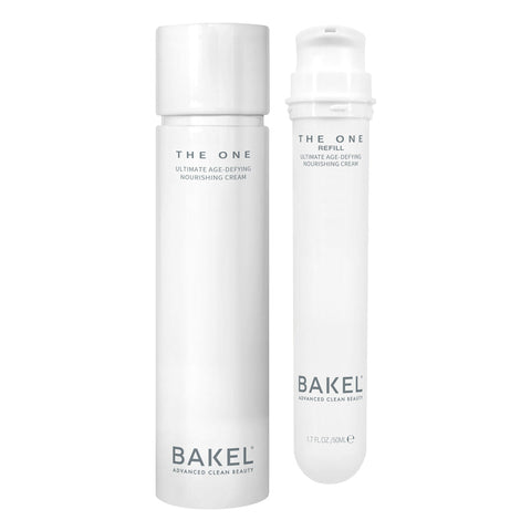 BAKEL The One Cream, confezione Case & Refill, 50 ml, crema anti-età, su fondo bianco