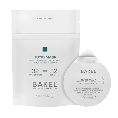 BAKEL Nutri Mask, 1 pod da 8 ml, maschera nutriente, su fondo bianco