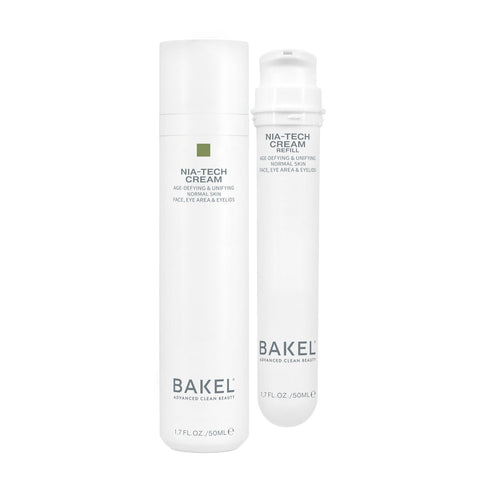 BAKEL Nia-Tech Cream Normal Skin, confezione Case & Refill, 50 ml, crema anti-macchie anti-età, su fondo bianco