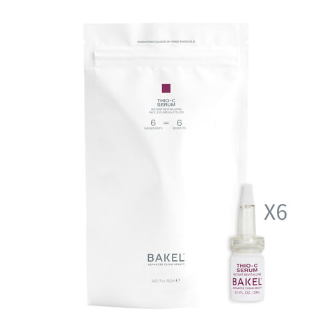 BAKEL Thio-C, 6 fiale da 3 ml, siero rivitalizzante, su fondo bianco