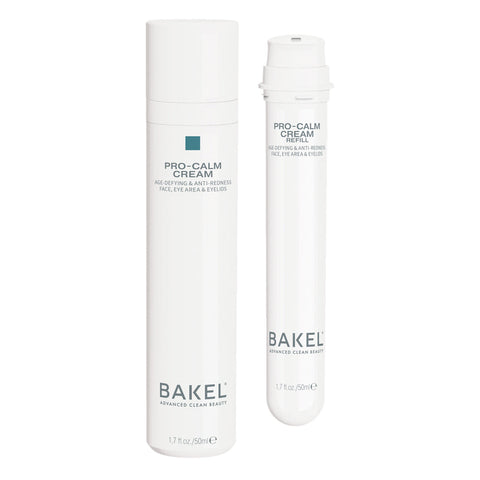 BAKEL Pro-Calm Cream, confezione Case & Refill, 50 ml, crema lenitiva anti-età, su fondo bianco