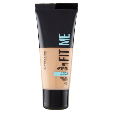 Maybelline Fit Me Matte + Poreless fondotinta liquido tonalità 220 Natural Beige flacone 30 ml