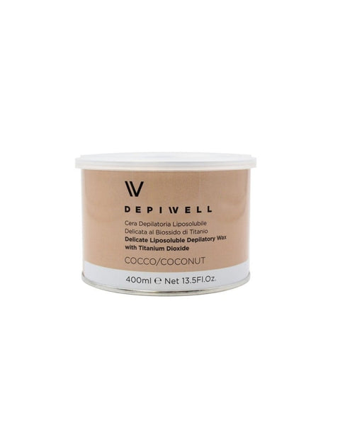 Depiwell Cera Depilatoria Cocco 400 ml – Confezione 6 Pezzi – vaso singolo incluso nella confezione