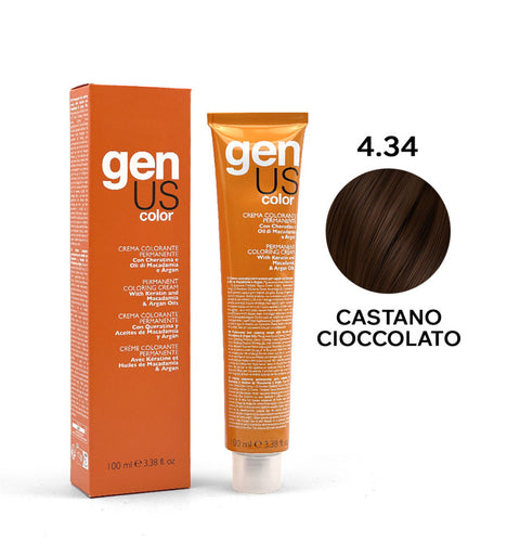 Genus Color 4.34 Castano Cioccolato 100 ml con campione colore