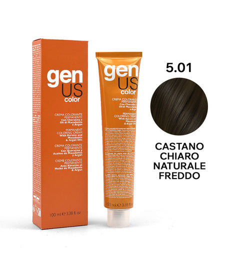 Genus Color 5.01 Castano Chiaro Naturale Freddo 100 ml con campione colore