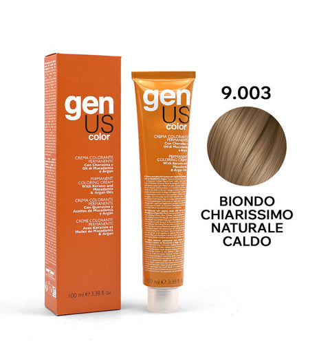 Genus Color 9.003 Biondo Chiarissimo Naturale Caldo 100 ml con campione colore