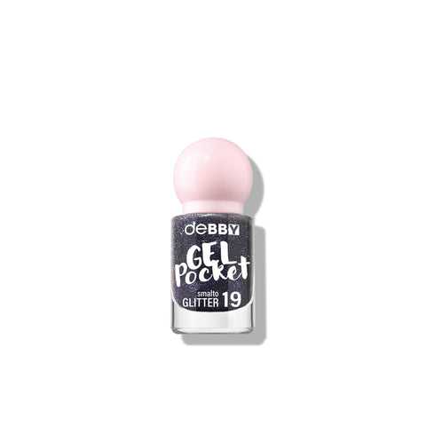 deBBY Smalto Gel Pocket 19 Glitter Purple 4,5 ml, flacone di smalto effetto gel tonalità viola glitter