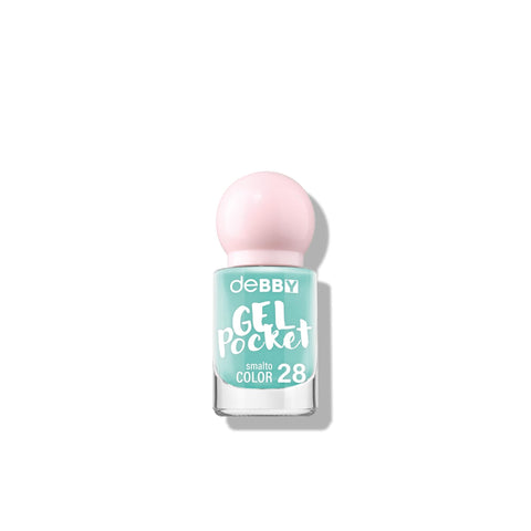 deBBY Smalto Gel Pocket 28 Essencial Light Blue 4,5 ml, flacone di smalto effetto gel tonalità azzurro chiaro