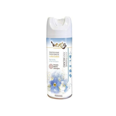 Wexor Antitarme Antiacaro spray Narciso Blu e Fiori di Cotone 400 ml