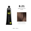 L’Oréal Professionnel INOA 8.21 60 ml, tubo originale e campione colore indicativo su fondo bianco