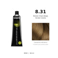 L’Oréal Professionnel INOA 8.31 60 ml, tubo originale e campione colore indicativo su fondo bianco
