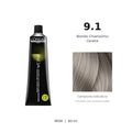 L’Oréal Professionnel INOA 9.1 60 ml, tubo originale e campione colore indicativo su fondo bianco