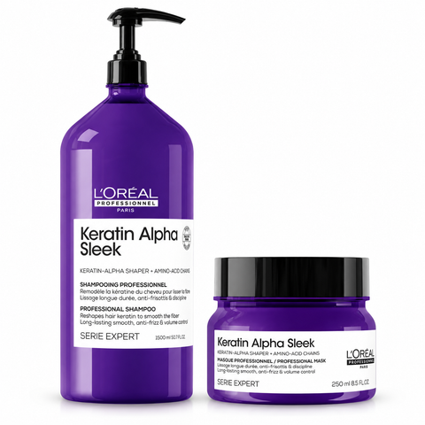 L’Oréal Professionnel Keratin Alpha Sleek Kit Shampoo 1500 ml + Maschera 250 ml