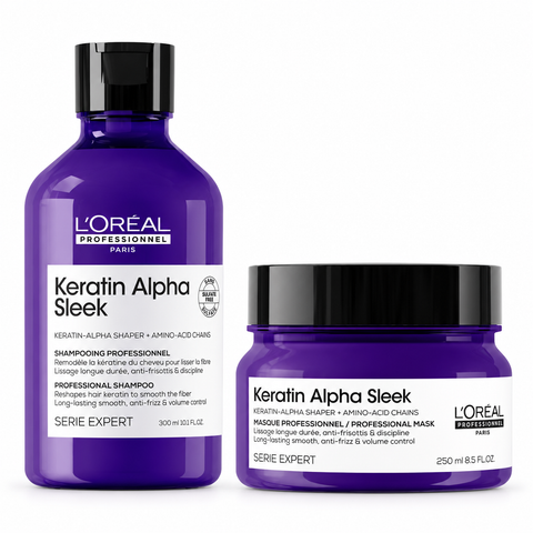 L’Oréal Professionnel Keratin Alpha Sleek Kit Shampoo 300 ml + Maschera 250 ml