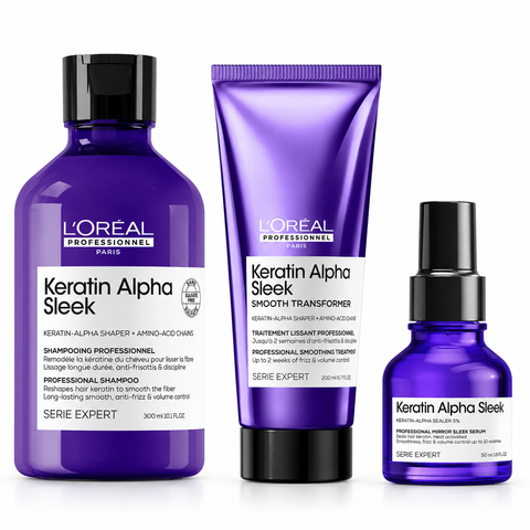 L’Oréal Professionnel Keratin Alpha Sleek Kit Shampoo 300 ml + Smooth Transformer 200 ml + Siero Mirror Sleek 50 ml