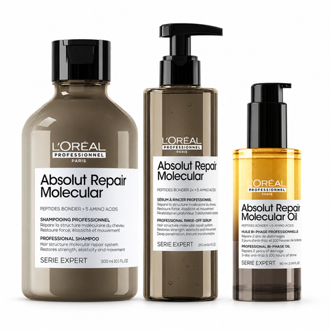 L’Oréal Absolut Repair Molecular Kit Shampoo 300 ml + Siero da risciacquare 250 ml + Olio bifasico 90 ml